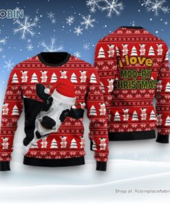Funny Cow I Love Moo ry Christmas Ugly Christmas Sweater For Men And Women, Farm Ugly Sweater