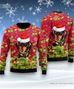 Funny Dachshund & Money Ugly Christmas Sweater, Christmas Gift For Dog Love