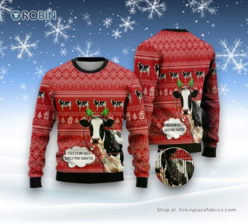 Funny Dairy Cattle Ugly Christmas Sweater For Men Women, Christmas Gift, Farmers Sweater