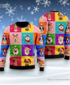 Funny Dog Breeds Face Christmas Ugly Christmas Sweater, Christmas Gift For Dog Love