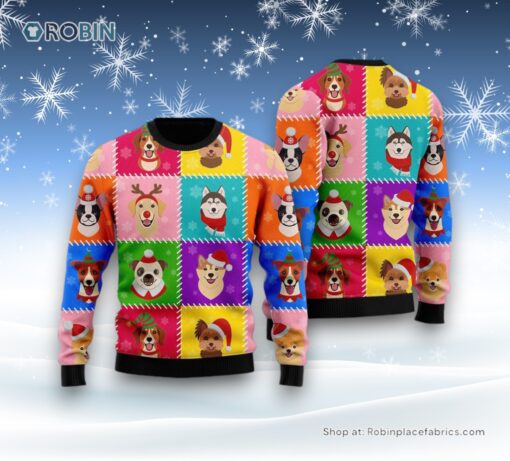 Funny Dog Breeds Face Christmas Ugly Christmas Sweater, Christmas Gift For Dog Love