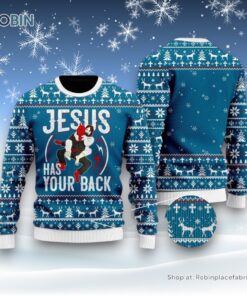 Funny Jesus Has Your Back Jiu Jitsu Ugly Christmas Sweatshirt, Sweater For Men & Women, Christian Sweater, God Gift