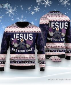 Funny Jesus Has Your Back Jiu Jitsu Ugly Christmas Sweatshirt, Sweater, Christian Sweater, God Gift