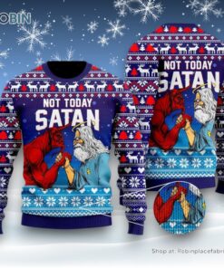 Funny Jesus Not Today Satan Ugly Christmas Sweater For Men & Women, Christian Sweater, God Gift