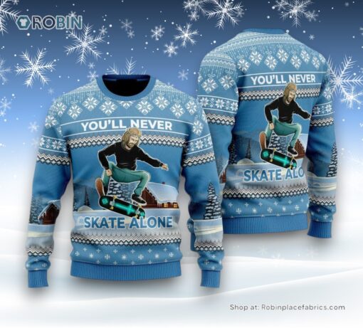Funny Jesus Skateboarding Ugly Christmas Sweater For Men & Women, Christian Sweater, God Gift