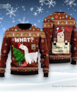 Funny Llama Destroys Christmas Tree Ugly Christmas Sweater For Men And Women, Farm Ugly Sweater