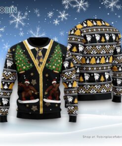Funny Vintage Bigfoot Sasquatch Ugly Christmas Sweater, Ugly Sweater For Men And Women