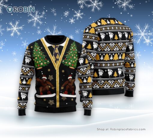 Funny Vintage Bigfoot Sasquatch Ugly Christmas Sweater, Ugly Sweater For Men And Women