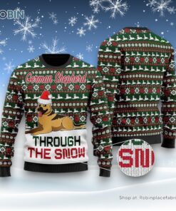 German Shepherd Dogs Through The Snow Christmas Ugly Sweater, Christmas Gift For Dog Love