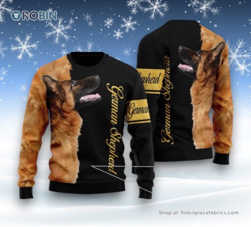 German Shepherd Half Cool Ugly Christmas Sweater