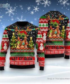 German Shepherd Let It Glow Ugly Christmas Sweatshirt, Sweater, Christmas Gift For Dog Love