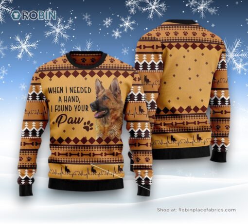 German Shepherd When I Need A Hand Ugly Christmas Sweater