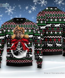 German Shepherd Xmas Ball Ugly Christmas Sweatshirt, Sweater