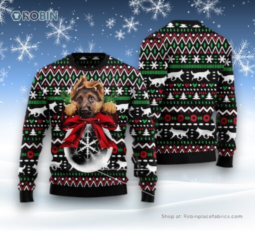 German Shepherd Xmas Ball Ugly Christmas Sweatshirt, Sweater