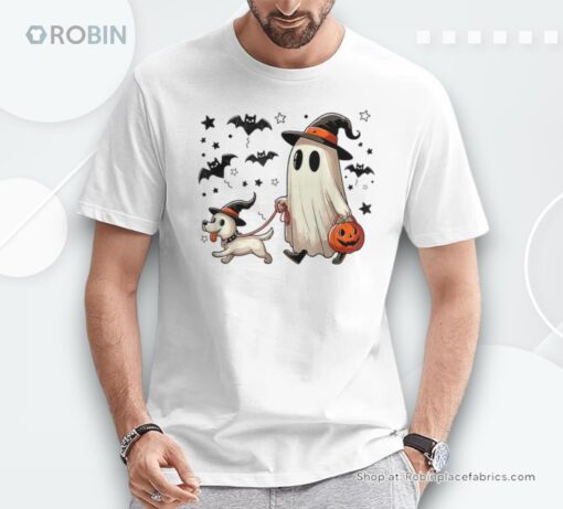 Ghost Walking Dog Spooky Season Halloween Coquette Shirt