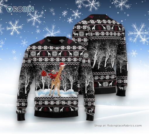 Giraffe And Santa Ugly Christmas Sweater