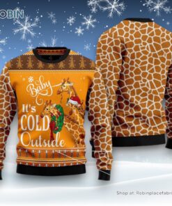 Giraffe Baby It’S Cold Outside Ugly Christmas Sweater