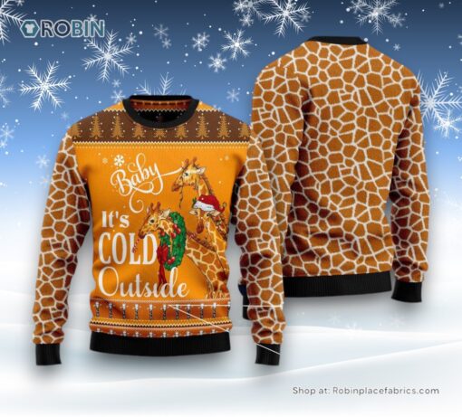 Giraffe Baby It’S Cold Outside Ugly Christmas Sweater