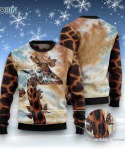 Giraffe Butterfly Ugly Christmas Sweatshirt, Sweater