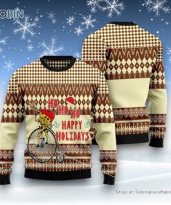Giraffe Happy Holidays Ugly Christmas Sweatshirt, Sweater
