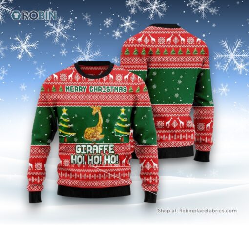 Giraffe Ho Ho Ho Ugly Christmas Sweater