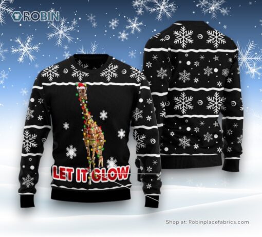 Giraffe Let It Glow Ugly Christmas Sweater
