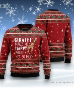 Giraffe Makes Me Happy Ugly Christmas Sweater