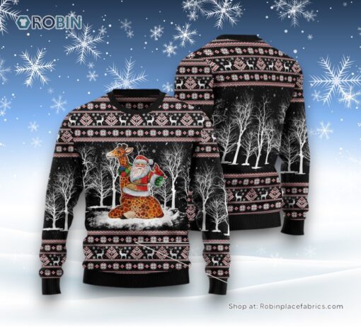 Giraffe Santa Claus Ugly Christmas Sweater