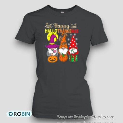 Gnomes Siblings Happy Hallothanksmas Teacher Unisex Shirt