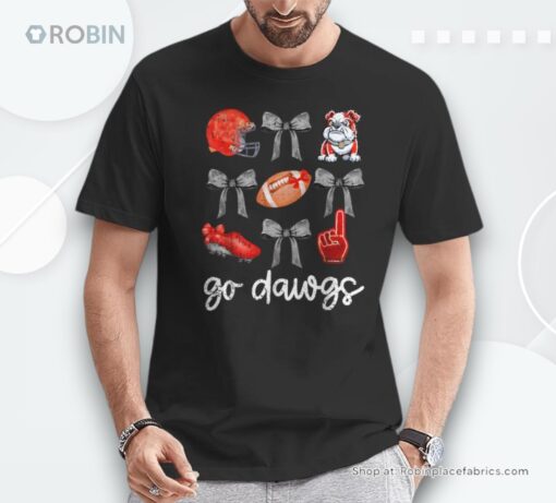 Go Dawgs Football Game Day Coquette Bulldogs Bow Shirt
