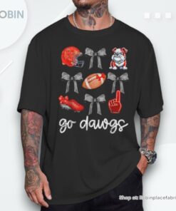 Go Dawgs Football Game Day Coquette Bulldogs Bow Shirt