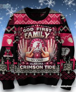 God First Family Second Alabama Crimson Tide Ugly Sweater and Sweatshirt God First Family Second Alabama Crimson Tide Ugly Sweater and Sweatshirt