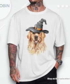 Golden Retriever Halloween Costumes Dog Lover Witch Hat Shirt