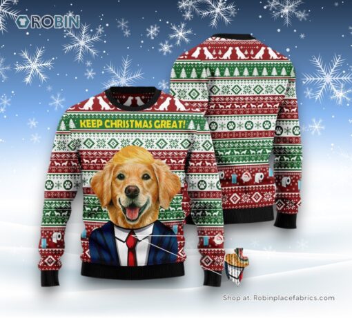 Golden Retriever Keep Christmas Great Ugly Christmas Sweater