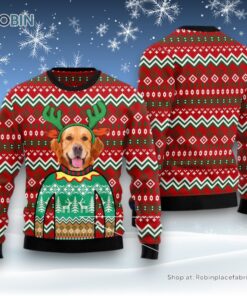 Golden Retriever Reindeer Ugly Christmas Sweater