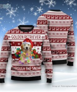 Golden Retriever Through The Snow Ugly Christmas Sweater