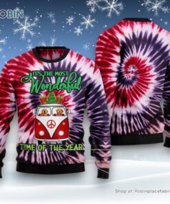 Golden Retriever Tie Dye Ugly Christmas Sweater