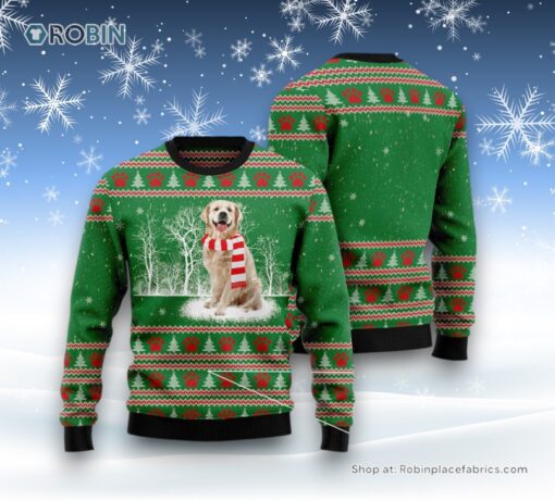 Golden Retriever Winter Ugly Christmas Sweater