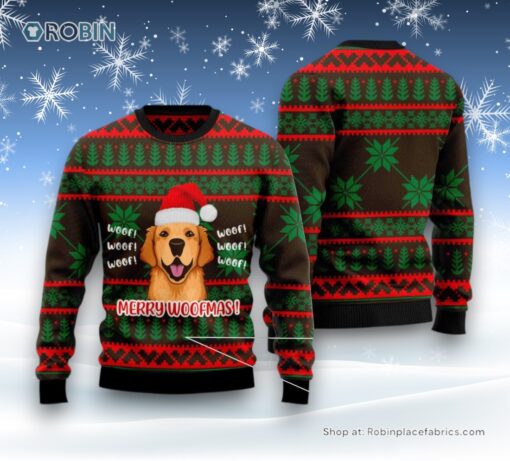 Golden Retriever Woofmas Ugly Christmas Sweatshirt, Sweater