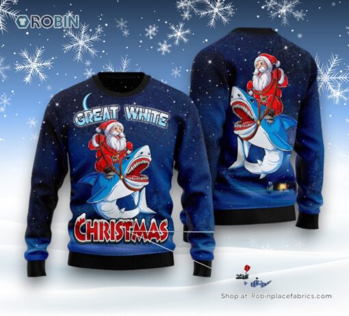 Great White Christmas Shark Ugly Christmas Sweater