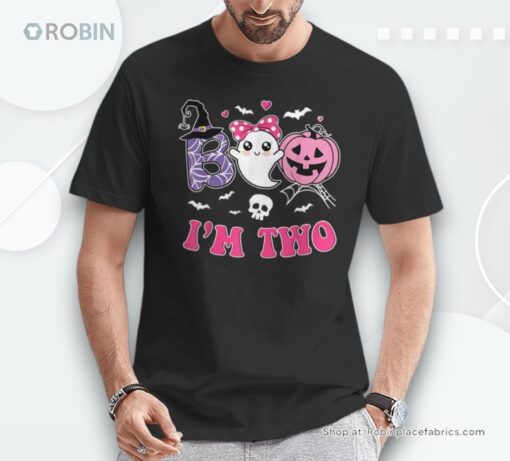 Groovy Halloween Ghost Boo I’m Two Year 2Nd Birthday Girl Shirt