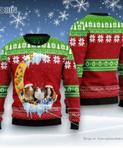 Guinea Pig Love Moon Xmas Ugly Christmas Sweatshirt, Sweater Guinea Pig Love Moon Xmas Ugly Christmas Sweatshirt, Sweater