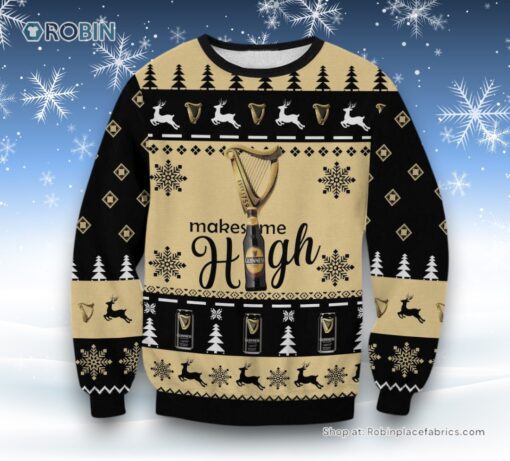 Guinness Make Me High Ugly Sweater and Sweatshirt