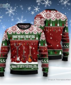 Guitar Gimme The Beat Ugly Christmas Sweater