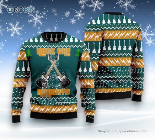 Guitar Rock The Holiday Ugly Christmas Sweatshirt, Sweater