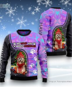 Havanese Hologram Color Ugly Christmas Sweatshirt, Sweater