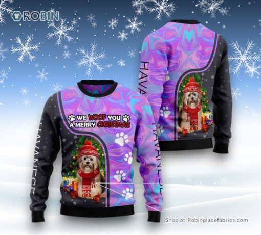 Havanese Hologram Color Ugly Christmas Sweatshirt, Sweater