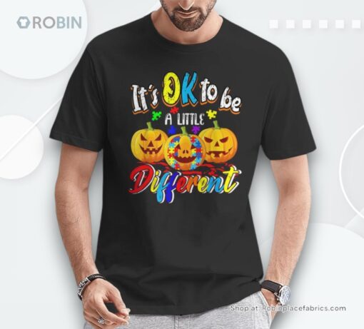 Halloween Autism Pumpkin It’s Ok To Be A Little Different Shirt