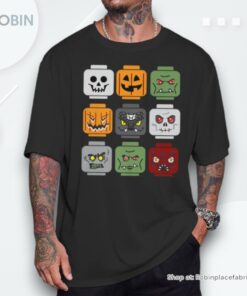 Halloween Building Brick Head Pumpkin Ghost Zombie Friends Shirt