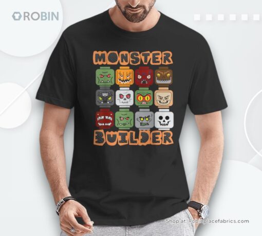 Halloween Building Bricks Monster Builder Brick Head Shirt